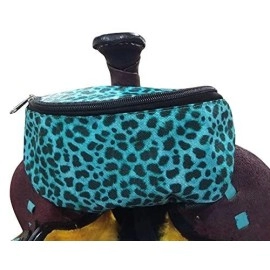 Showman Teal Cheetah Print Insulated Nylon Saddle Pouch