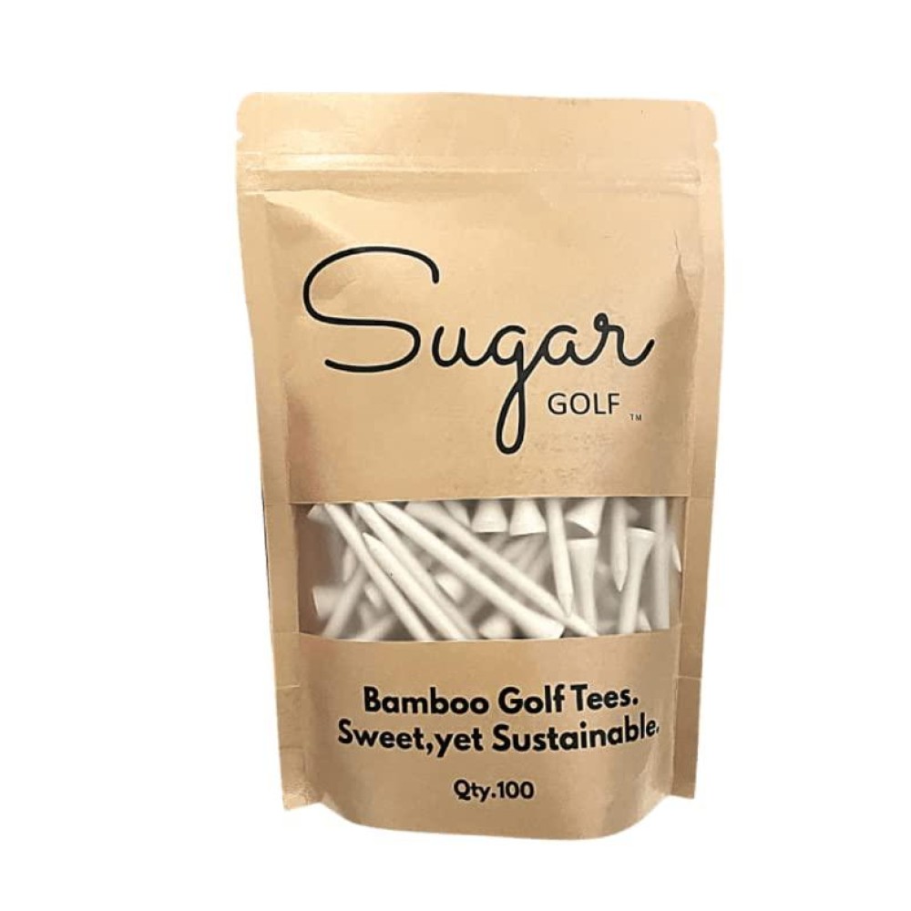 Sugar Golf Biodegradable Bamboo Golf Tees Pack of 100 White