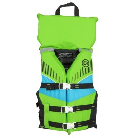 O'Brien Youth Nylon Life Jacket with Collar, Lime (55-88lbs)