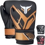 Mytra Fusion Kids Boxing Gloves Junior Boxing Gloves with Ventilated Palm MMA, Muay Thai, Sparring, Fighting, Punching Gloves (Black/Gold, 6-oz)