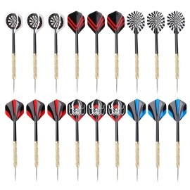 CUTULAMO Professional Darts, Multiple Styles Steel Tip Darts Set 18 Pcs Indoor Fitness for Home
