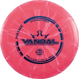 Dynamic Discs Prime Burst Vandal Disc Golf Driver, Men and Women, Controllable, Beginner Friendly Distance Frisbee Golf Disc, 176g, Stamp Color Will Vary, Red