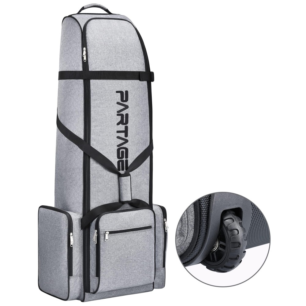 Partage Golf Travel Bag with Wheels,Golf Travel Case for Airlines, 600D Heavy Duty Oxford -Gray