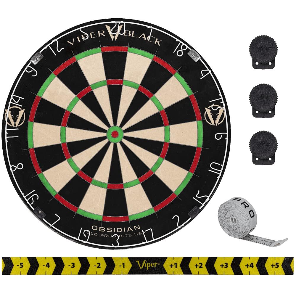 Viper Obsidian Black Official Competition Steel Tip Dartboard, WDF Accredited with Staple-Free Razor-Thin Spider Wire, Self-Healing Professional-Grade Kenyan Sisal