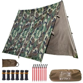 AKmax Military Army Camping Tarp Waterproof Hammock Rain Fly Tent Tarps for Backpacking, Camping, Hiking, Woodland