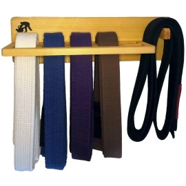 Alley Cats BJJ Belt Shelf Brazilian Jiu Jitsu Belt Display BJJ Belt Rack for 5 Belts Martial Arts Belt Holder Case