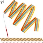 30 Pieces Gymnastics Wands Dancing Dance Ribbons Streamers Ribbon 6.6 Feet Artistic Rainbow Twirling Ribbons for Gymnastics Party Favors with Non Slip Handle