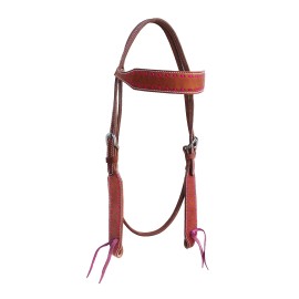 CHALLENGER Horse American Leather Western Pink Buckstitch One Ear Headstall Bridle 78AD01HA