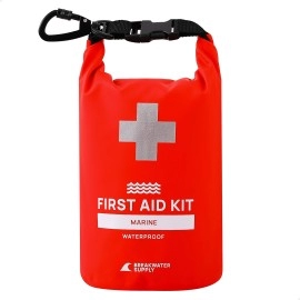 Breakwater Supply Waterproof Marine First Aid Kit Boat Safety Tool Kit, 100 Piece AFAK Emergency Supplies in Dry Bag, IFAK Trauma Kit for Kayaking, Jet Ski, Fishing, Surfing, Sailing, Canoeing (Red)