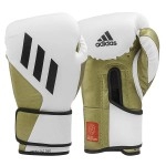 adidas Tilt 350 Pro with Velcro Closure - with New Tilt Technology - for Men, Women, Unisex - Sustainable Vegan Leather Boxing. Kickboxing, MMA Training Gloves - (Met White/Gold, 14oz)