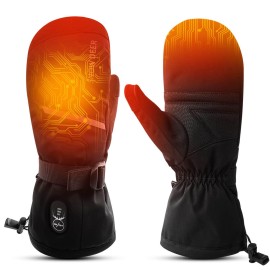 SNOW DEER Heated Gloves Mittens - Electric Ski Gloves Men Women 7.4V 2200MAH Rechargeable Battery Gloves for Motorcycling Skiing Skating Fishing Camping Hiking Winter Hand Warmers