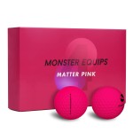 Monster Equips PRO Soft Feel Ultimate Distance Golf Ball with Matte Finished Color Long Distance Tour Ball Supersoft 12 Pack with Golf Tees(Pink)