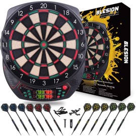 Electronic Dart Board Soft Tip Dartboard Set LCD Display with 12 Darts and Power Adapter