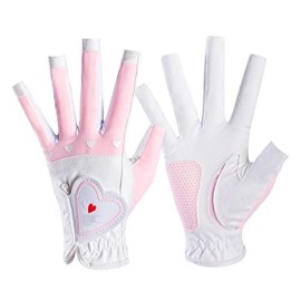 RNAGRET Golf Glove, Golf Gloves 1Pair Women Golf Gloves Fingerless Soft Sport Gloves Ladies Girl Granules Anti-Skid Glove Left and Right Hand Mittens (Color : Pink, Size : 18)