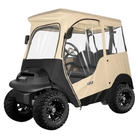 10L0L 2 Passenger Golf Cart Enclosure for Club Car Precedent, All Weather Windproof Waterproof Rain Cover, 4-Sided Clear Window & Roll-up Zipper Door - Beige
