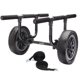 Best Marine and Outdoors Kayak Cart, Heavy Duty Dolly, 450lb Weight Capacity, Flat Free Airless Wheels, Adjustable Width Trolley Carrier, Canoe & Kayak Trailer Accessories