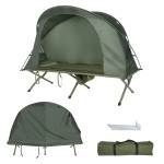 Tangkula 4-in-1 Camping Cot Tent, Foldable Off Ground Elevated Tent Set for 1 Person, Portable Tent with Waterproof External Cover, Air Mattress & Carrying Bag, Ideal for Outdoor Hiking, Camping