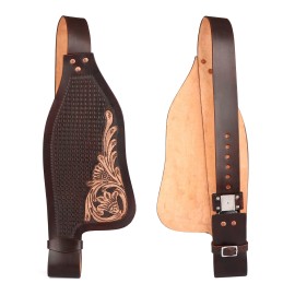 CHALLENGER Horse Western Adult Floral Tooled Tan Leather Replacement Saddle Fenders 5251