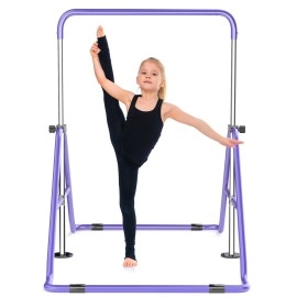 ZENOVA Gymnastics Bar, Junior Kip Bar Folding Horizontal Bar Training Bar 5 Levels Height Adjustable, Gymnastics Equipment for Home (Purple)