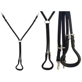 CHALLENGER Horse Amish Western Working Tack Black Leather Double Strap Crupper 975BK7000