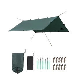 OneTigris Bastion Hammock Rain Fly Tarp Shelter Survival Gear, Waterproof Lightweight Compact for Camping Hiking Backpacking Survival Bushcraft