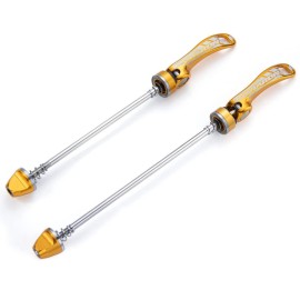 VIARON MTB Quick Release Axle Front and Rear Mountain Bike Skewer Set Aluminum Alloy Bicycle Wheel Skewers Hub QR Lever (Gold)