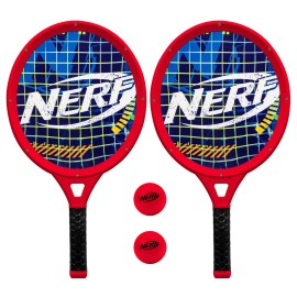NERF Foam Tennis Set for Kids - 2 Player Kids Tennis Set - Jumbo Rackets and Foam Tennis Ball - Indoor Tennis Set - (2) Rackets and Foam Balls Included