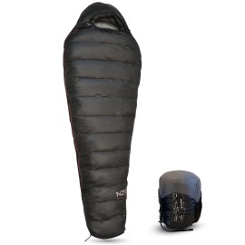 NZ 20F Mummy 850 Power Down Fill Ultralight Sleeping Bag. Premium Lightweight Quality Materials with Full Hood, Compression Carrying Bag and Mesh Storage Sack. Short Length.