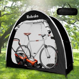 Rebala Outdoor Bike Storage Tent 210D Oxford Cloth,for 1-2 Bicycles,Silver Coated Waterproof Bike Tent,Foldable Outdoor Storage Tools,Bike Cover Storage Shed,for Storage of Outside Garden Tools-Black