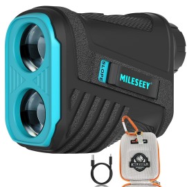 Golf Laser Rangefinder Rechargeable, Mileseey by CUSBON 656 Yards Range, Flagpole Lock with Pulse Vibration, 6X Magnification, Built-in Magnetic Stripe, Slope Mode, Distance/Speed/Angle Measurement