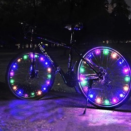 Coohchch 2 Tire Pack Bike Wheel Lights LED Bicycle Wheel Light Decoration Accessories 2023 Newest Wire Rope Light Waterproof for Ultimate Safety Spoke Lights for Kid,Teens,Adults
