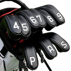 BIG TEETH Golf Hybrid Iron Head Cover 9Pcs Hybrid Head Covers Set Long Hybrid Iron Covers, Golf Club Covers W/Big NO. for Cleveland Launcher, Cobra T Rail Hybrid Irons (1set of 9pcs(4-9,P,A,S))