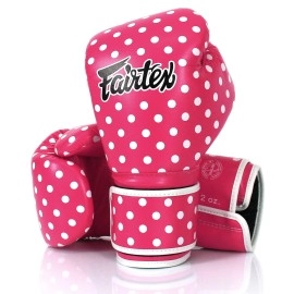 Fairtex BgV14 Muay Thai Boxing gloves for Men, Women Kids MMA gloves for Martial ArtsMade from Micro Fiber is Premium Quality, Light Weight Shock Absorbent 10 oz Boxing gloves-PinkPolkaDot
