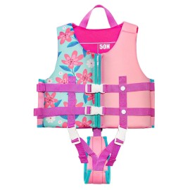Toddler Swim Vest, Swim Trainer Vest for Kids Buoyancy Vest Swimwear for Girls, Up to 51lbs