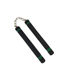 TOPOINT Nunchuck,Safe Foam Training Nunchucks/Nunchakus with Steel Chain for Kids & Beginners Practice and Training,Color: Green & Black