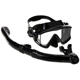 Cressi Panoramic Wide View Mask & Dry Snorkel Kit for Snorkeling, Scuba Diving Pano and Epsilon Dry: Designed in Italy, Triside Epsilon, Clear Gold Metallic