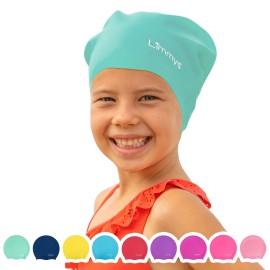 Limmys Kids Swimming Cap - 100% Silicone Kids Swim Caps for Boys and Girls - Premium Quality, Stretchable and Comfortable Swimming Hats Kids- Available in Different Attractive Colors (Tiffany Green)