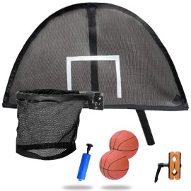 JumpTastic Trampoline Basketball Hoop, Lightweight Universal Board with 2 Pcs Mini Basketball and Pump, Easy to Assemble Fit for Curved Pole or Straight Pole