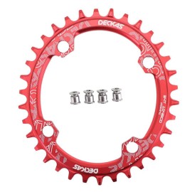 DJC Bike Chainring 104mm BCD Round/Oval MTB 104BCD 7/8/9/10/11/12 Speed Narrow Wide Tooth Aluminum 7075 Super Lightweight 30T 32T 34T 36T 38T 40 42 DH XC Trail Fat Bike ebike (6# Oval Red, 36T)