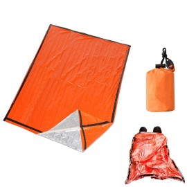 Emergency Survival Sleeping Bags, 2 Person Thermal Bivy Sack Blanket with Whistles, Waterproof Lightweight Mylar Survival Gear for Camping Hiking Outdoor Adventure Activities (2-Person)