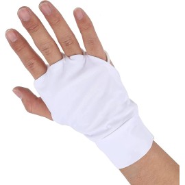 SOONALL Golf Gloves Women, Half Golf Gloves Right Handed Golfer, Fingerless Golf Gloves Ice Silk UV Protection for Men and Women, L Size, White