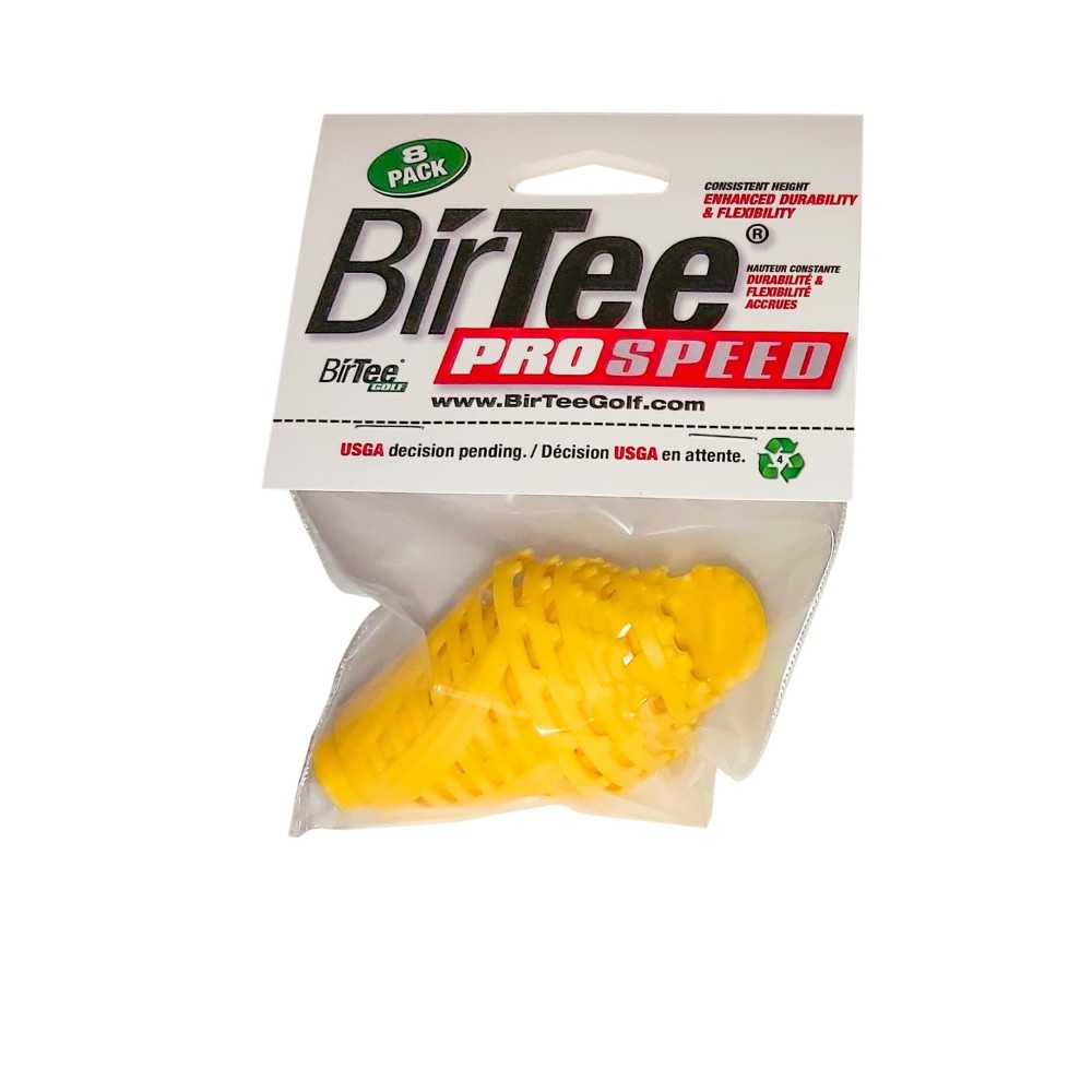 BirTee Golf Tees - PRO Speed Version with Enhanced Durability - 8 Pack. Indoor Golf Tees/Golf Simulator Tees/Winter Golf Tees. (Yellow)