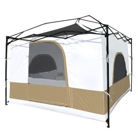 REDCAMP Camping Cube Tent Converts 10 x 10 Pop Up Canopy, Square Tent with Full Floor (Canopy/SHELTER NOT Included), Khaki