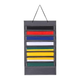ZFZGFRCS Karate Martial Arts Belts Storage Martial Arts Belts Organizer Bag Martial Arts Taekwondo Belt Display Holder-Holds 8 Karate Belts and 5 Medals, Durable & Dust-Proof (Gray)