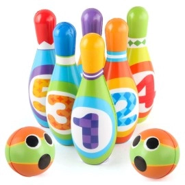 sniamo Kids Bowling Toys Set, Kids Indoor and Outdoor Activity Games, 6pcs Indoor Colorful Soft Foam and 2pcs Balls Set, Educational and Learning Birthday Gift for Boys and Girls 3-6 Years.