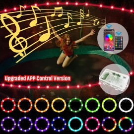 ?Upgraded APP Control Version? LED Trampoline Lights, APP and Remote Control Trampoline Rim LED Light for 12Ft Trampoline, C Battery Box, 16 Color Change, Waterproof, Bright to Play at Night Outdoors