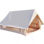 Canvas Cabin Bell Tent for 3-4 Person, Waterproof Glamping Yurt Tent Breathable All Seasons Outdoor Camping Tent, 6.69*8.2*4.92