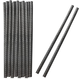 KOHAND 20 PCS 12 Inch Black Rebar Stakes, Heavy Duty Ground Steel Rebar Ground Anchor Stakes, Straight Metal Stakes for Concrete Forming, Camping Tent, Plant Stakes, 3/8Thick