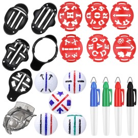 16 Packs Golf Ball Marker Golf Accessories 12 Golf Ball Marking Stencils Letter Stencils Kit Golf Ball Liner Line Marker Template 4 Color Line Markers Pens Golf Ball Alignment and Identification Tool