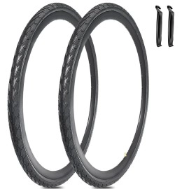 2 Pack 700x23C/25C/28C/35C/38C Bike Tire Foldable Replacement Tires with or Without Bike Tubes and Tire Levers for Road Bicycle (700 X 35C/2 Tires)